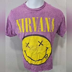 Nirvana purple smiley men's large t-shirt